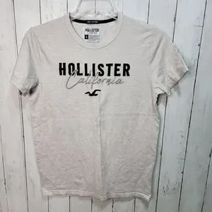 Hollister Shirts Hollister Mens Gray Cotton Short Sleeve Logo
